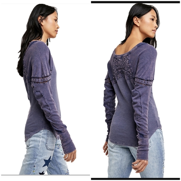 Free People Luella Crochet back Termal Top - Picture 3 of 4